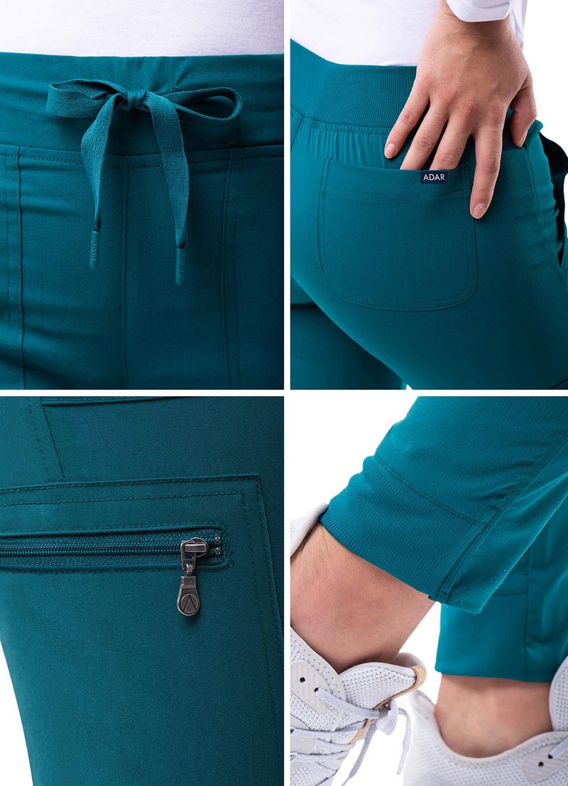 Adar Uniforms, Pro Scrubs for Women - Ultimate Yoga Jogger Scrub Pants - P7104 - Caribbean Blue - S - Image 4